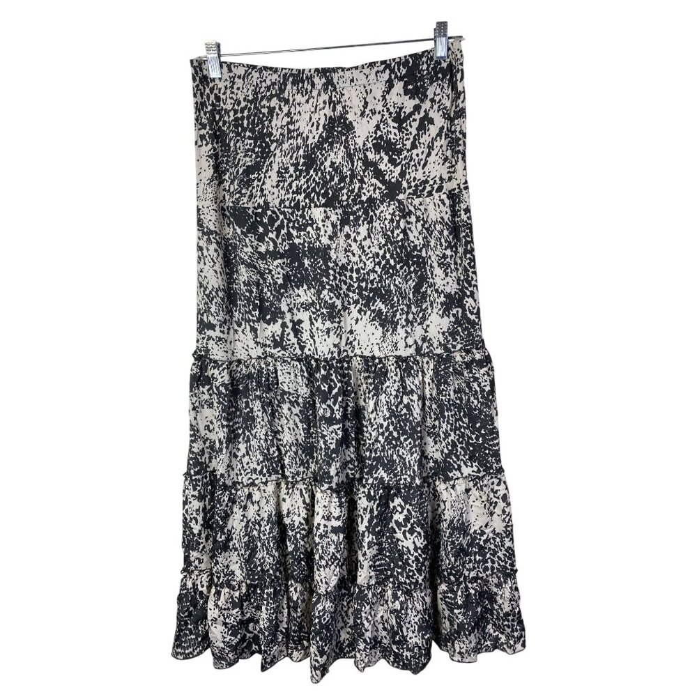 Cabi Black White Tiered Midi Maxi Skirt Womens Medium Fairy Whimsigoth Cottage